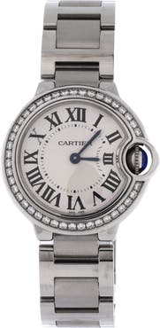 Pre-Owned Cartier Ballon Bleu de Cartier Quartz Watch Stainless Steel with Diamond Bezel 28