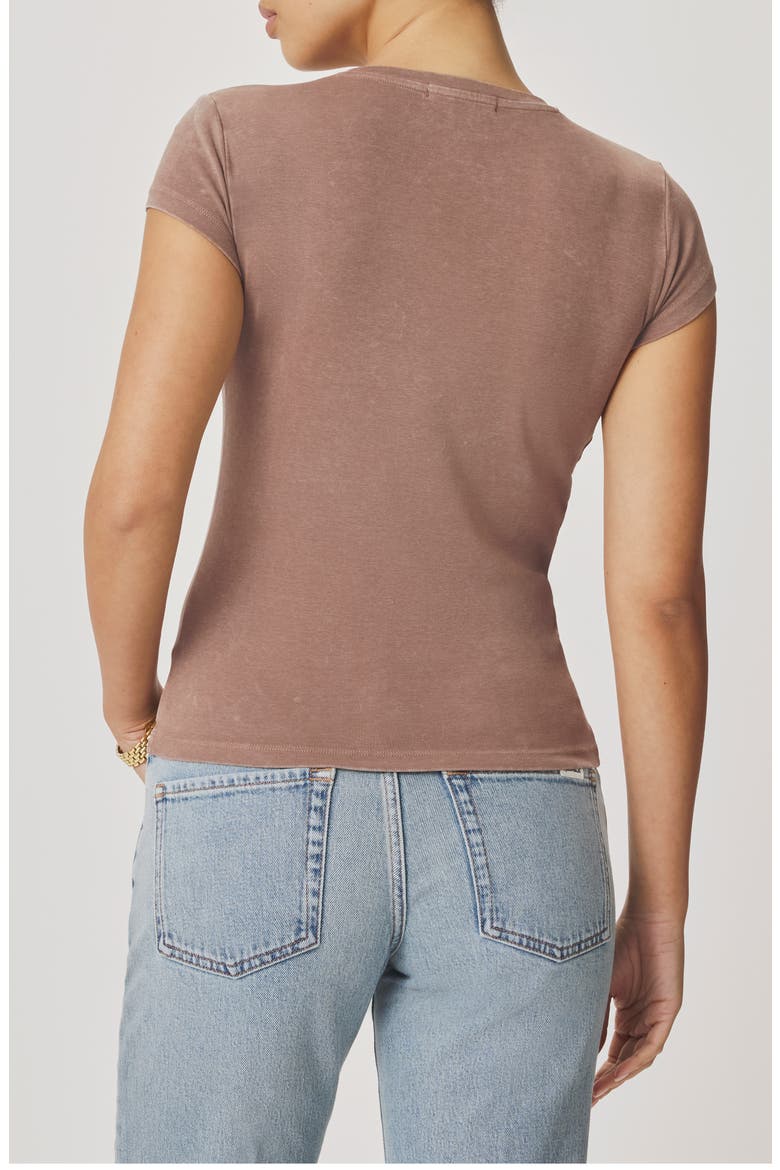 Josie Stretch V-Neck T-Shirt, Alternate, color, WICKER BROWN