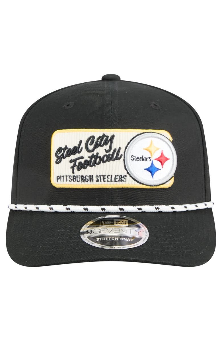 New Era Men
s New Era Black Pittsburgh Steelers Chant 9SEVENTY Stretch-Snap Hat, Alternate, color, Black