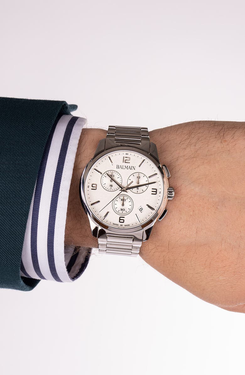 BALMAIN WATCHES Madrigal Chronograph Bracelet Watch, 42mm, Alternate, color, Stainless Steel