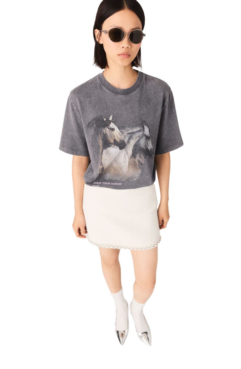 maje Horse print T-shirt, Alternate, color, Grey