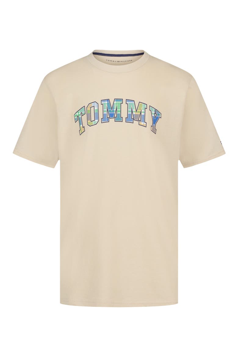 Kids' Plaid Arched Logo Graphic T-Shirt, Main, color, FOG