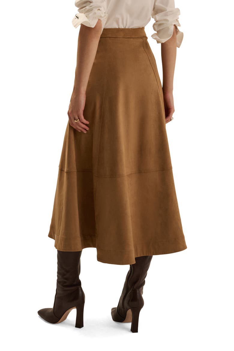 The Aspen Faux Suede Midi Skirt, Alternate, color, CAMEL