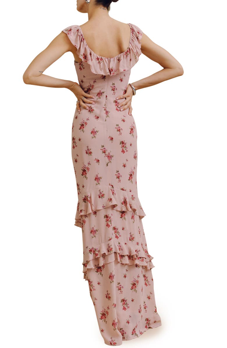 Reformation Tripoli Ruffle Tiered Maxi Dress, Alternate, color, Tea Time