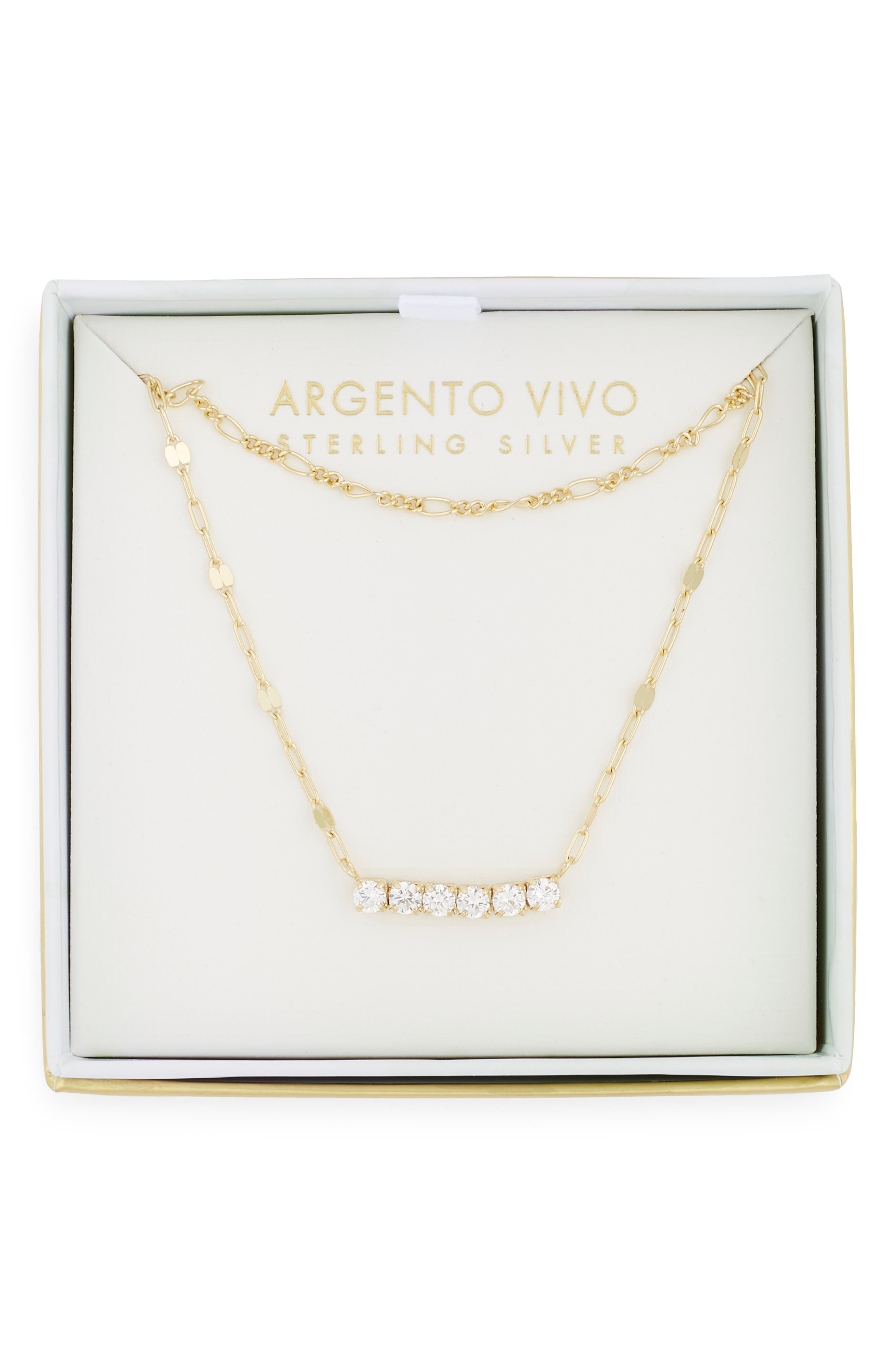 Argento Vivo Sterling Silver Cubic Zirconia Layered Necklace
