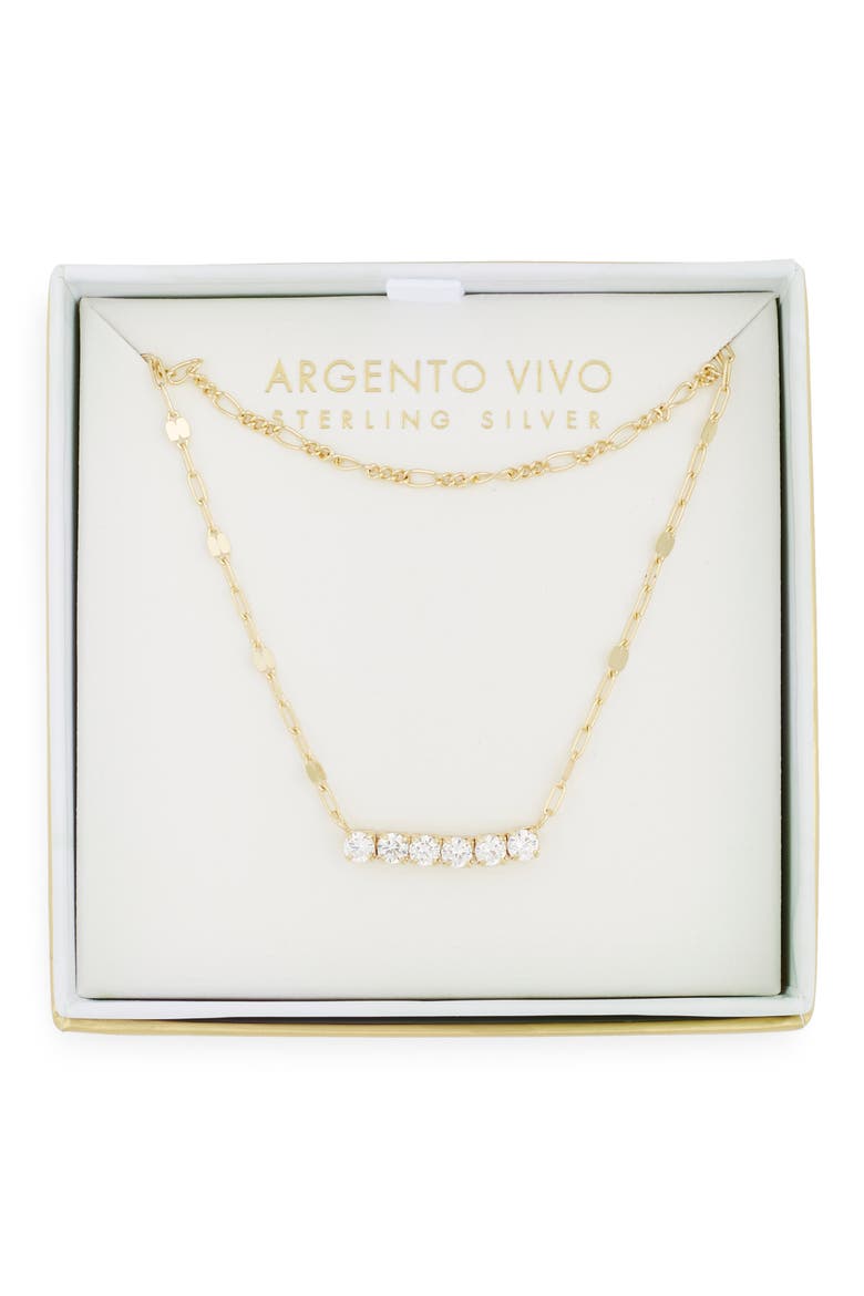 Cubic Zirconia Layered Necklace, Main, color, GOLD