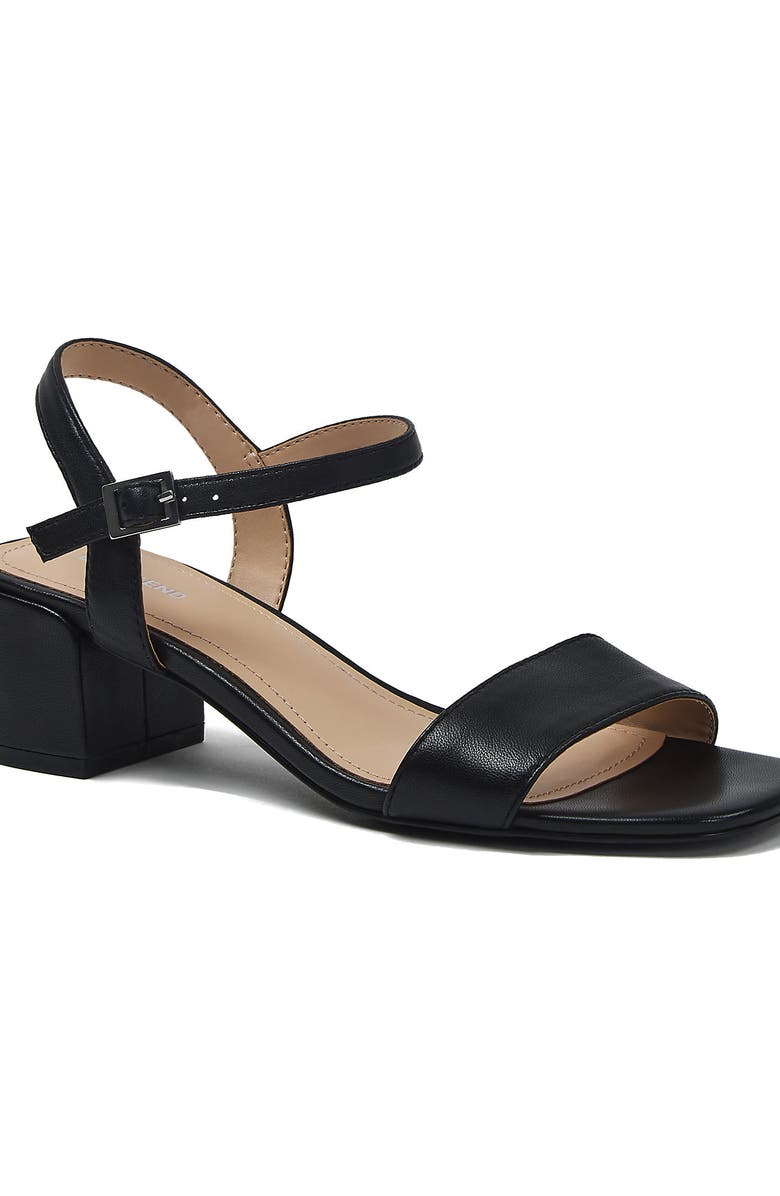 Lands' End Essential Leather Block Heel Sandals, Main, color, Black