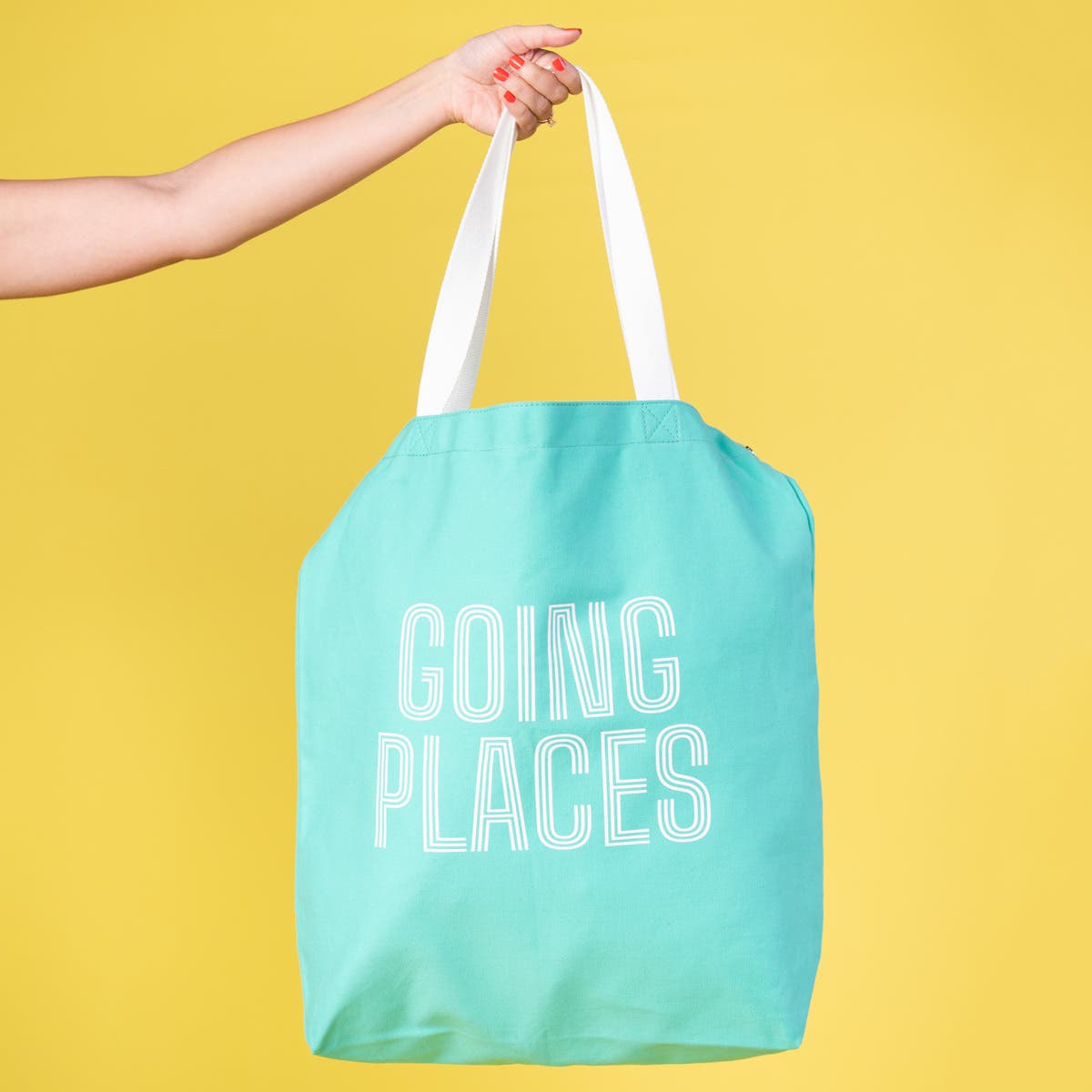 Totalee Gift Going Places Tote Cotton Green, Alternate, color, 