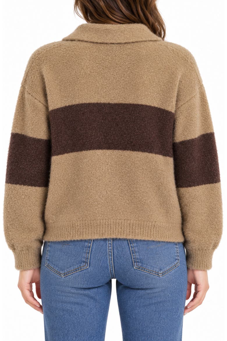 Sweater Polo, Alternate, color, DUNE/ CHOCOLATE