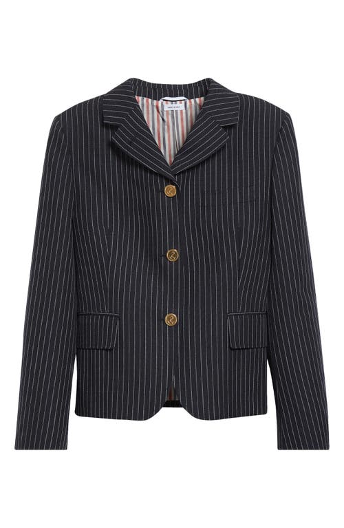 Thom Browne Pinstripe High Twist Wool Sport Coat In Blue