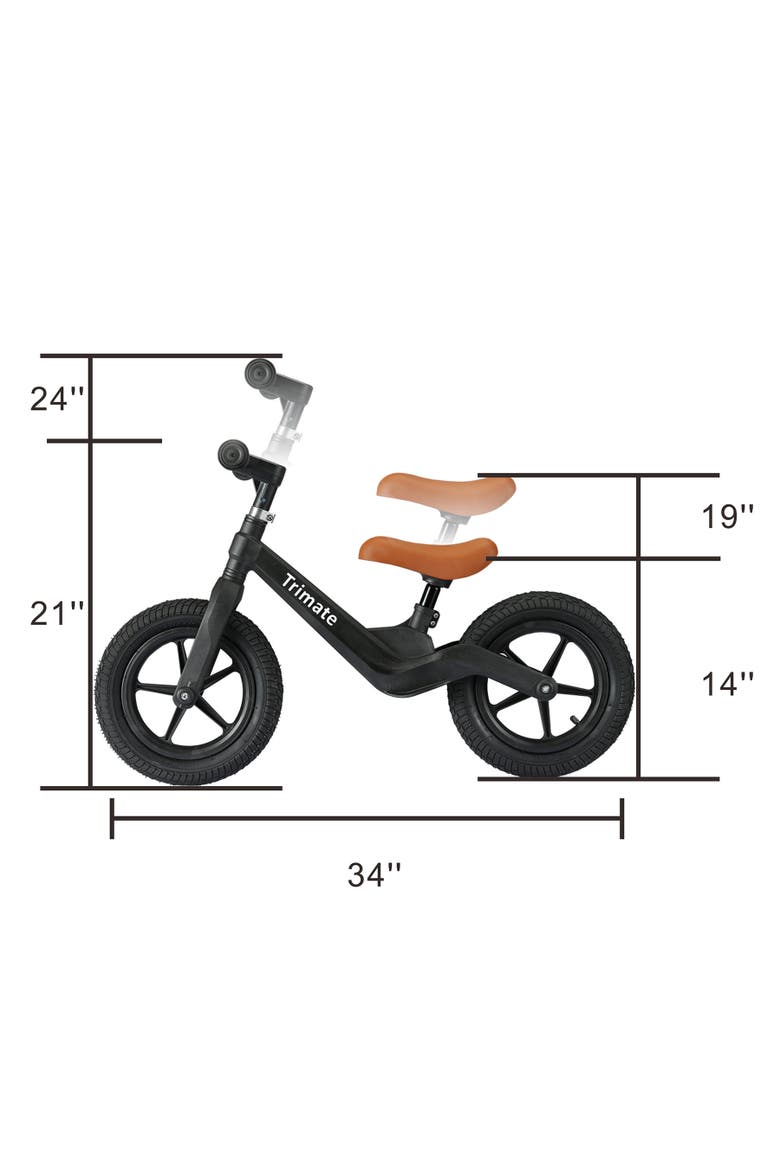 Toddler 12" Black Balance Bike with Inflated Tire, Alternate, color, Multicolored