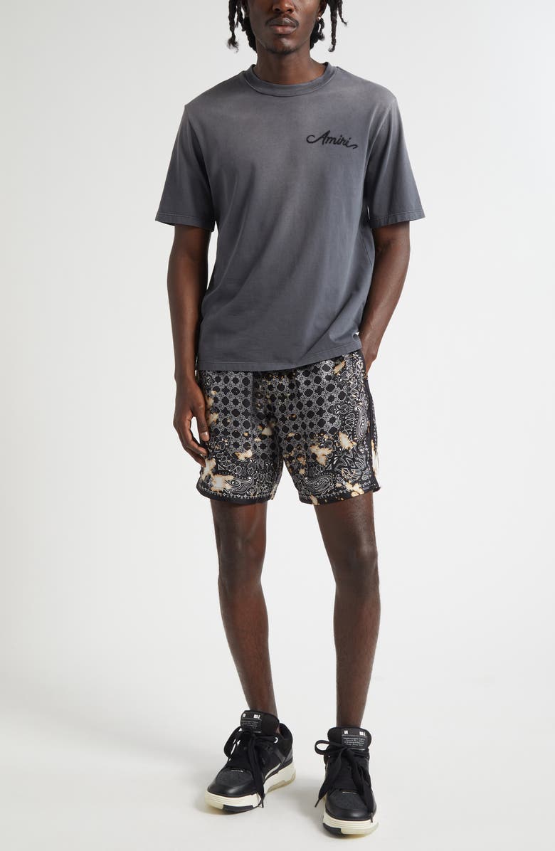 AMIRI Bleached Bandana Patch T-Shirt, Alternate, color, Black