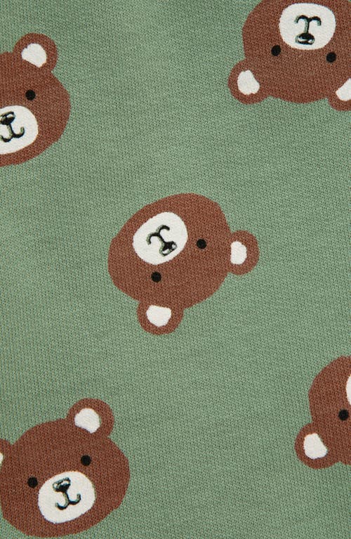 Little Me Bear Appliqué Quilted Sweatshirt & Sweatpants Set In Green