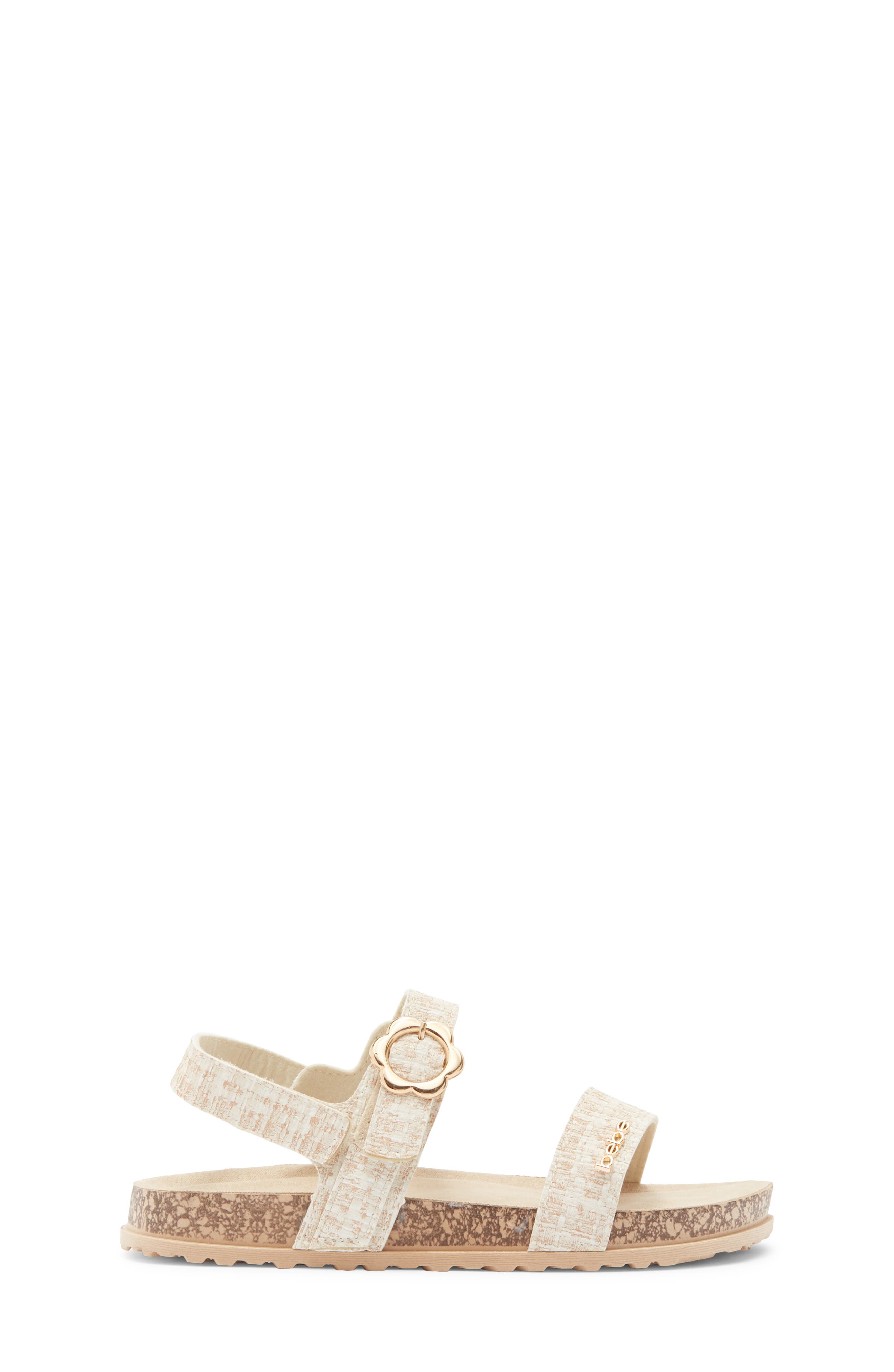 bebe Kids' Double Strap Footbed Sandal, Alternate, color, Tan