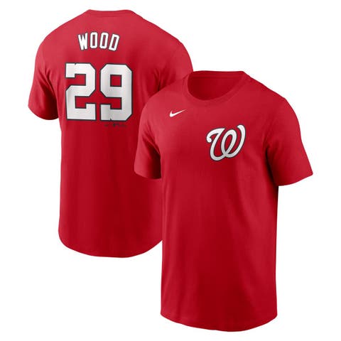 Men's Nike James Wood Red Washington Nationals Fuse Name & Number T-Shirt