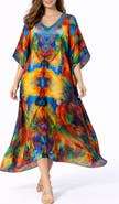 RANEES Print V-Neck Maxi Caftan
