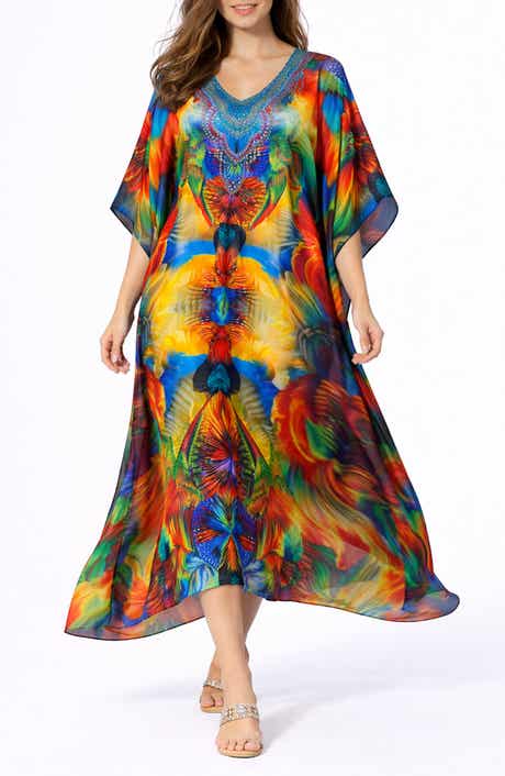 RANEES Print V-Neck Maxi Caftan