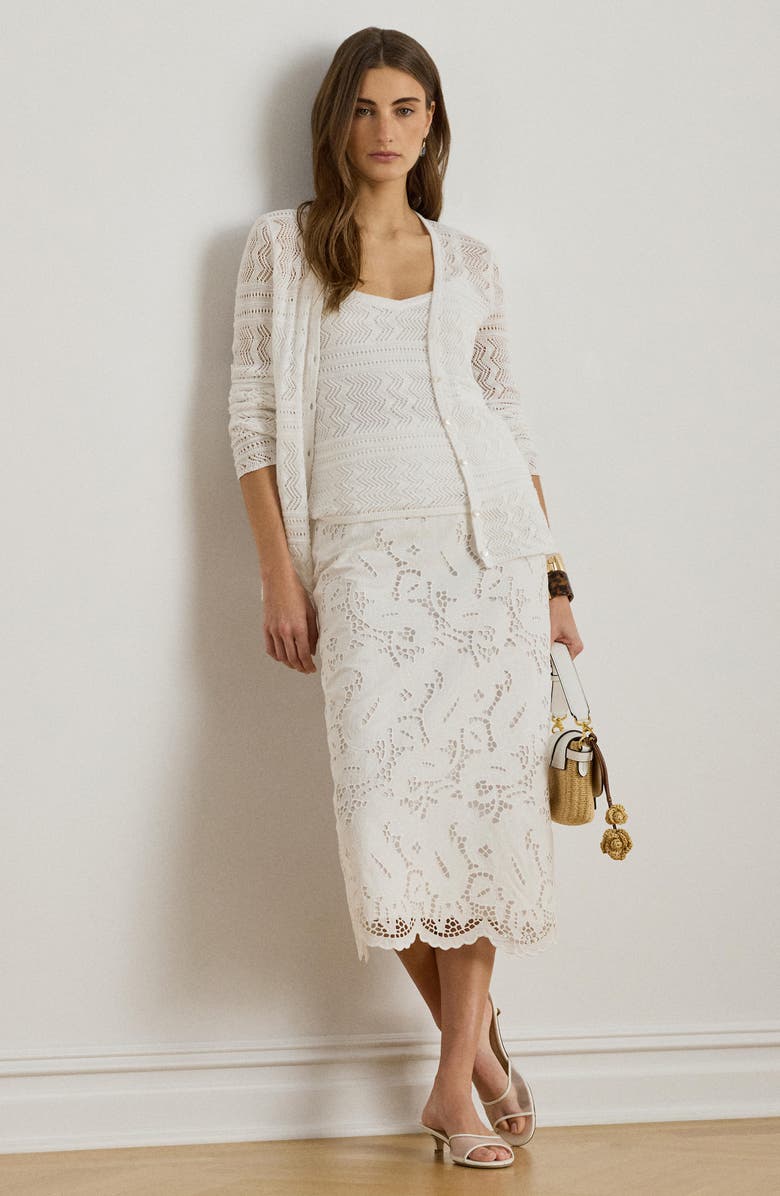 Lauren Ralph Lauren Mixed Stitch Linen & Cotton Sweater Tank, Alternate, color, White