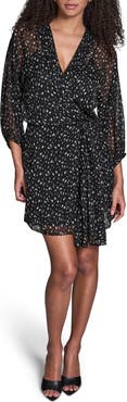 BCBG Print Wrap Front Long Sleeve Dress