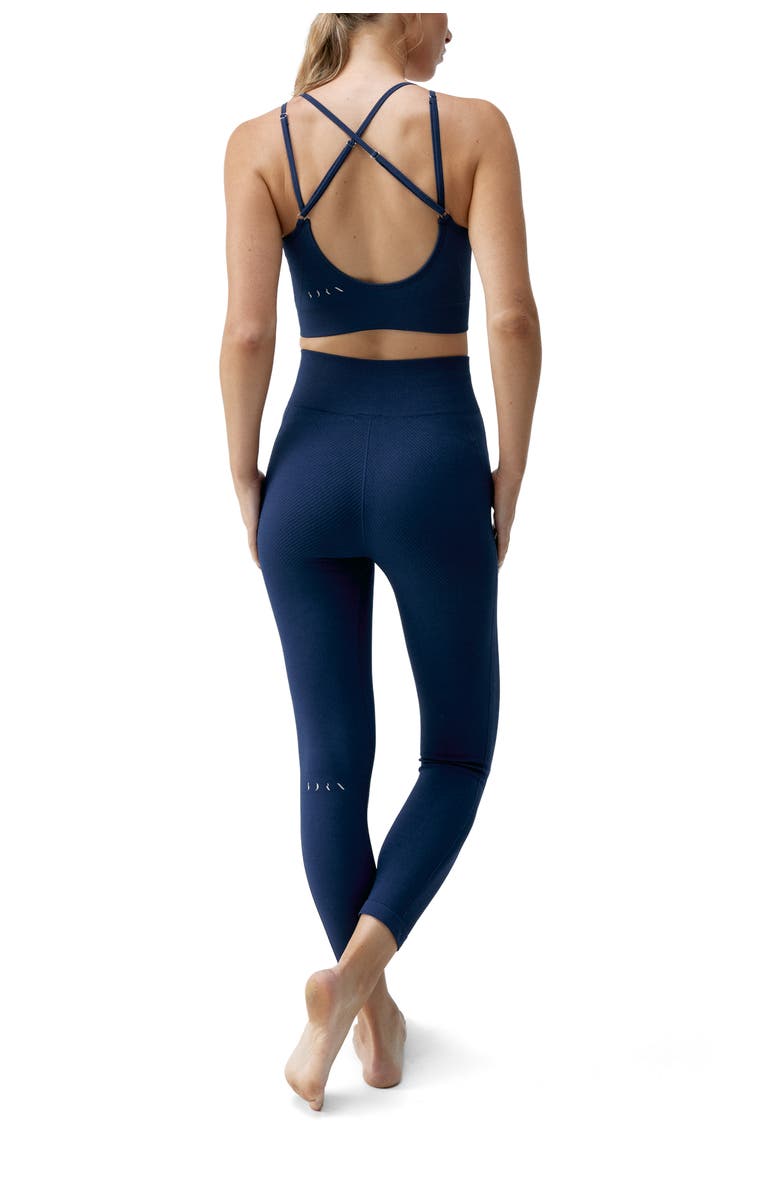 Born Living Yoga Sarvan Medium Support Seamless Sport Top, Alternate, color, Sailor Blue