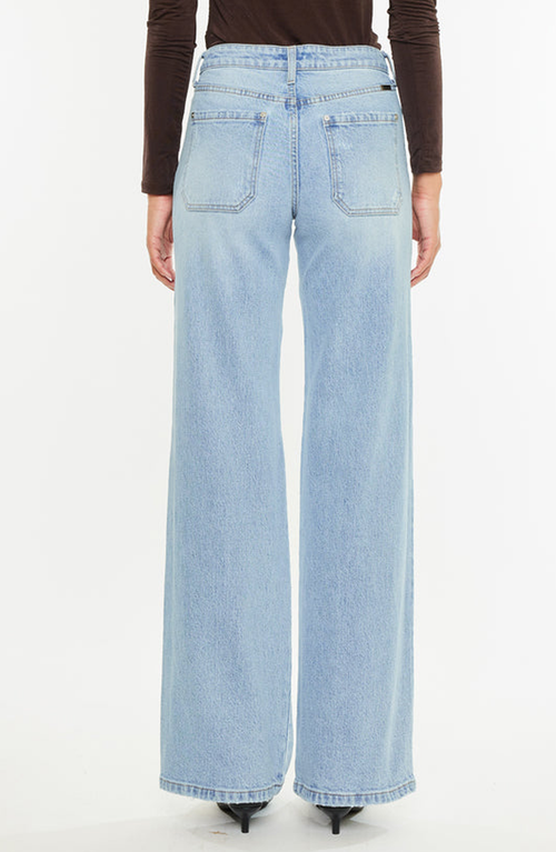 Kancan Clara High Rise Wide Leg Jeans In Light Wash