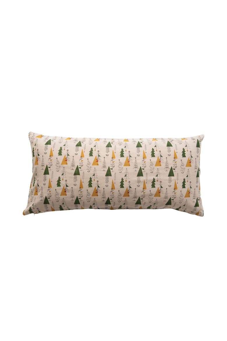 38x18 Christmas Tree Cotton Chambray Pillow, Main, color, Multicolor
