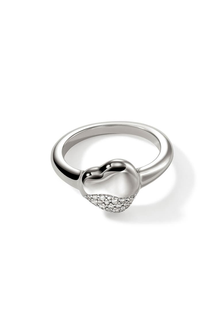 Pebble Heart Diamond Ring, Alternate, color, SILVER