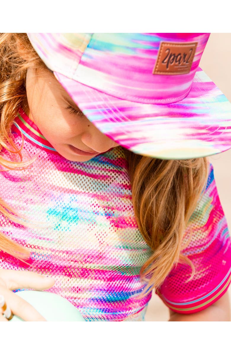 Deux par Deux Little Girl's Short Sleeve Mesh Beach Dress Multicolored, Alternate, color,