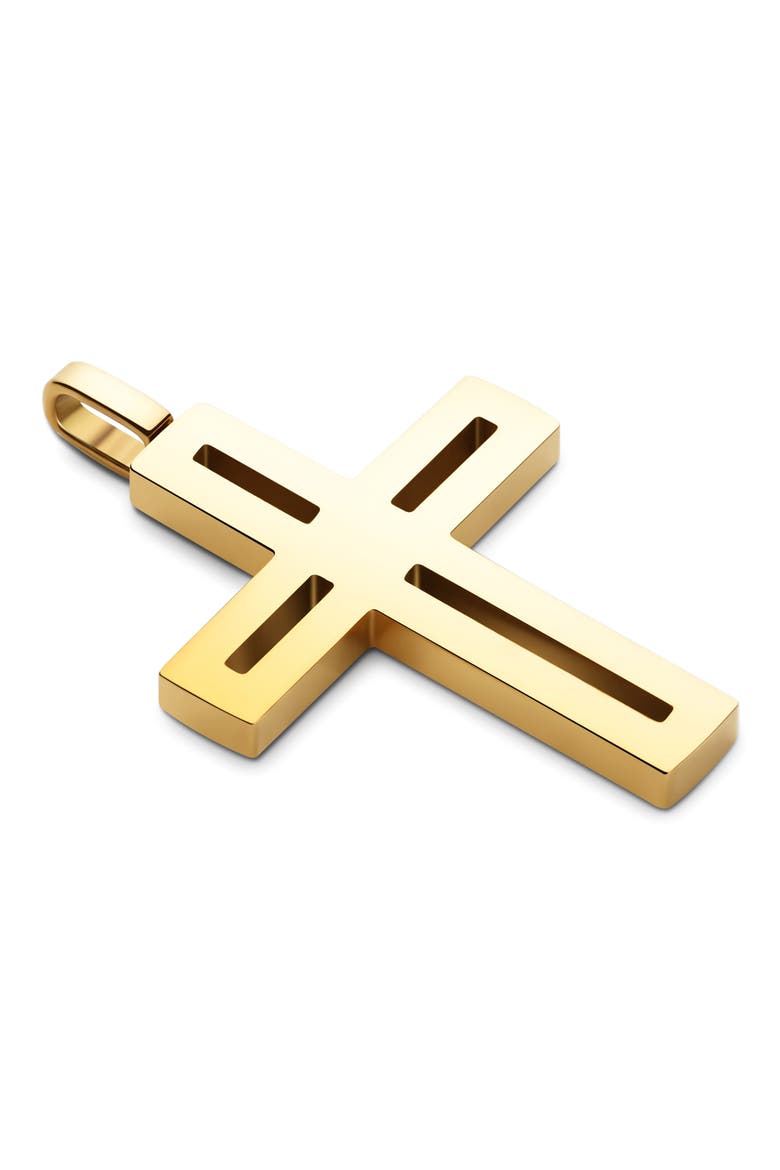 Men's Cut-Out Cross Necklace, Alternate, color, GOLD