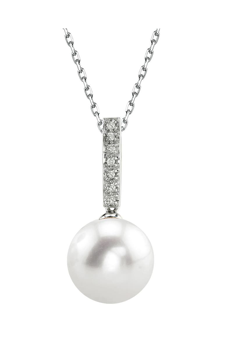 Freshwater Pearl Dangling Diamond Pendant, Main, color, White Gold