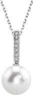 The Pearl Source Freshwater Pearl Dangling Diamond Pendant