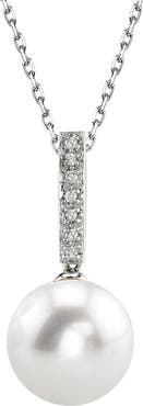 The Pearl Source Freshwater Pearl Dangling Diamond Pendant