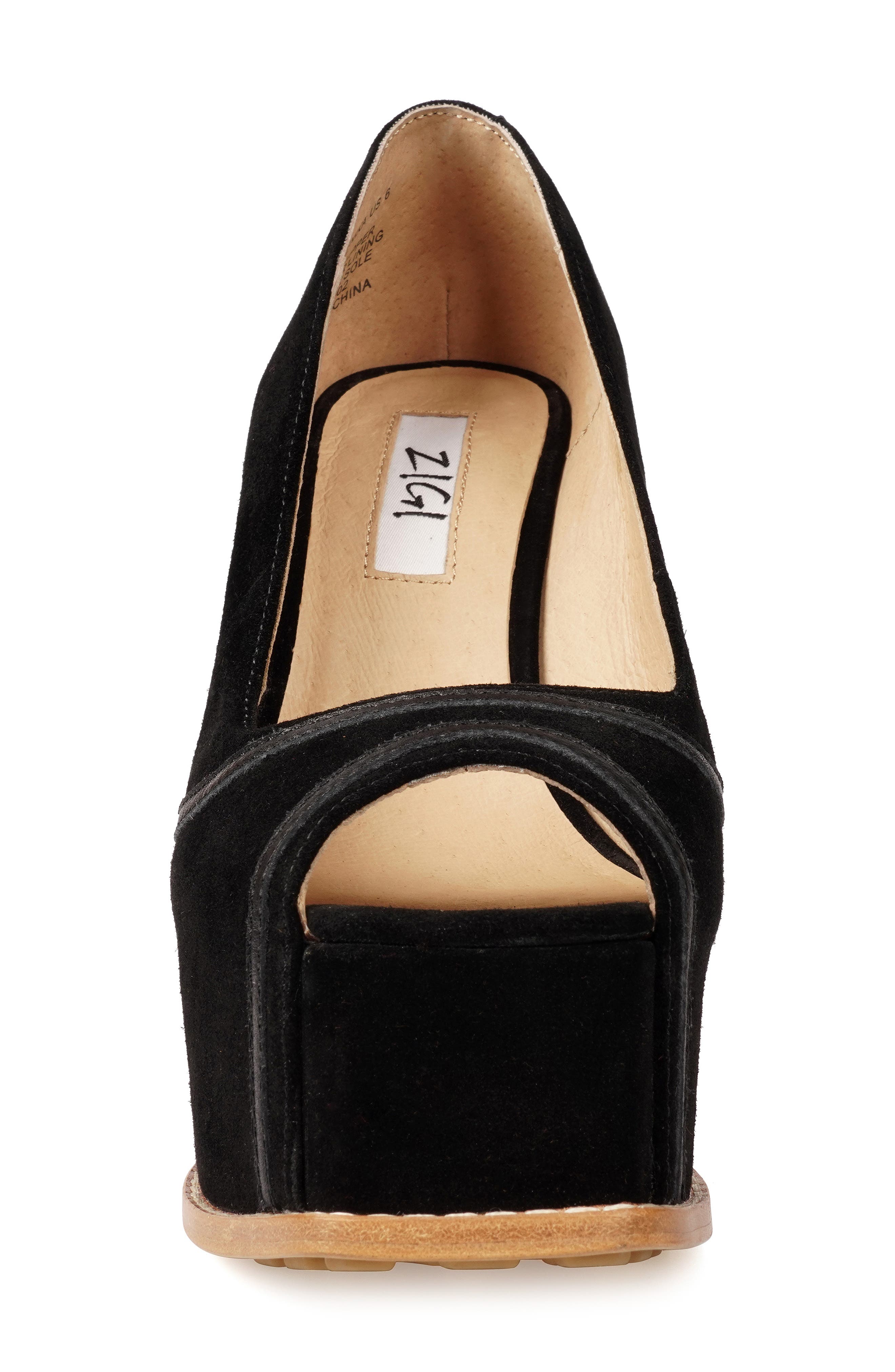 ZIGI Domenika Peep Toe Platform Wedge Sandal, Alternate, color, Blk Suede