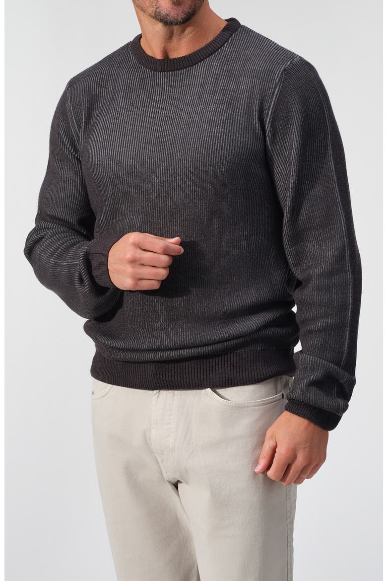 Parma Elbow Patch Merino Wool Crewneck Sweater, Alternate, color, CHARCOAL