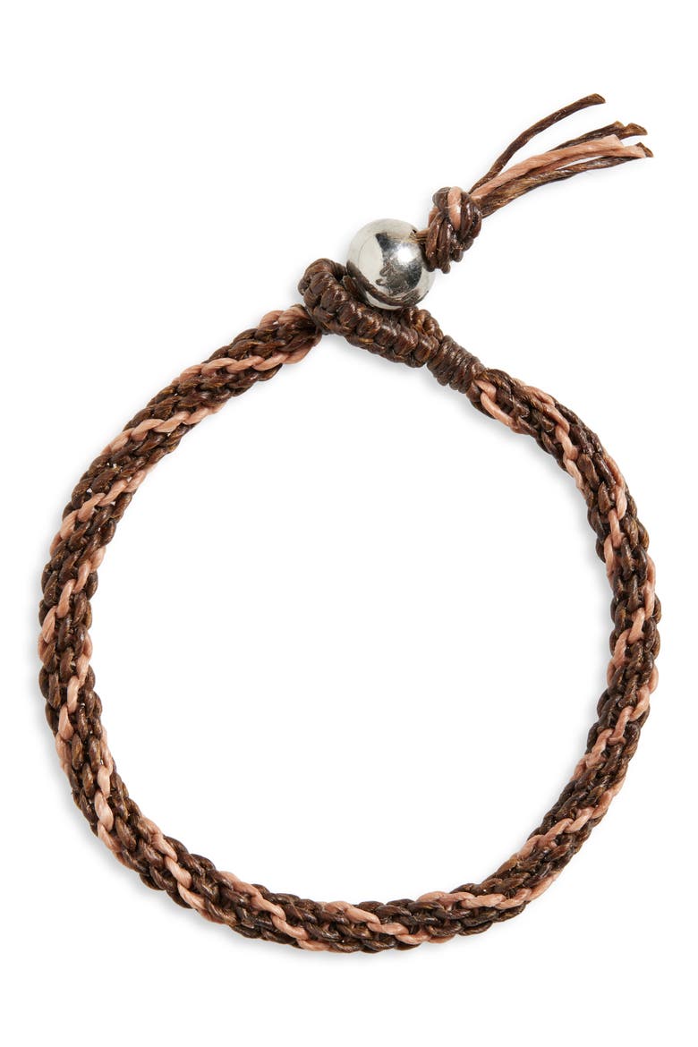 Men's Hand-Knotted Stripe Macramé Bracelet, Main, color, BROWN COMBO