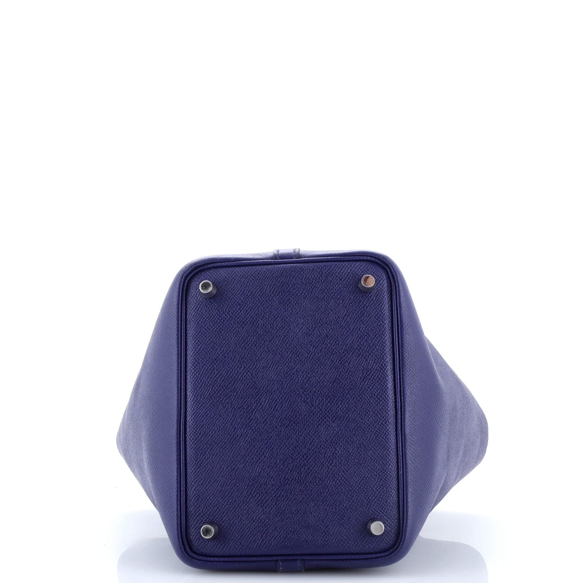 Pre-Owned Hermes Picotin Lock Bag Tressage Epsom PM, Alternate, color, Bleu Encre/Noir/Brique