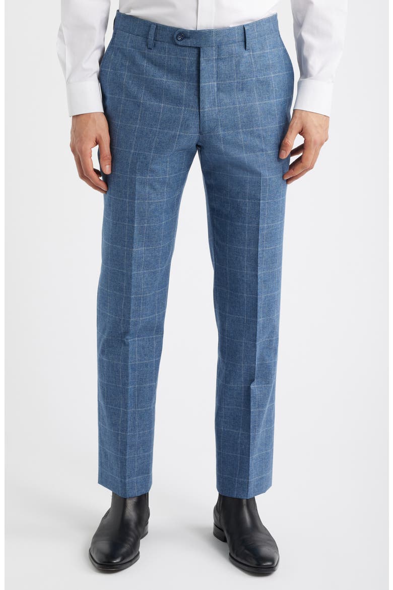 Varick Slim Fit Blue Glen Check Wool & Cotton Blend Suit, Alternate, color, LIGHT BLUE