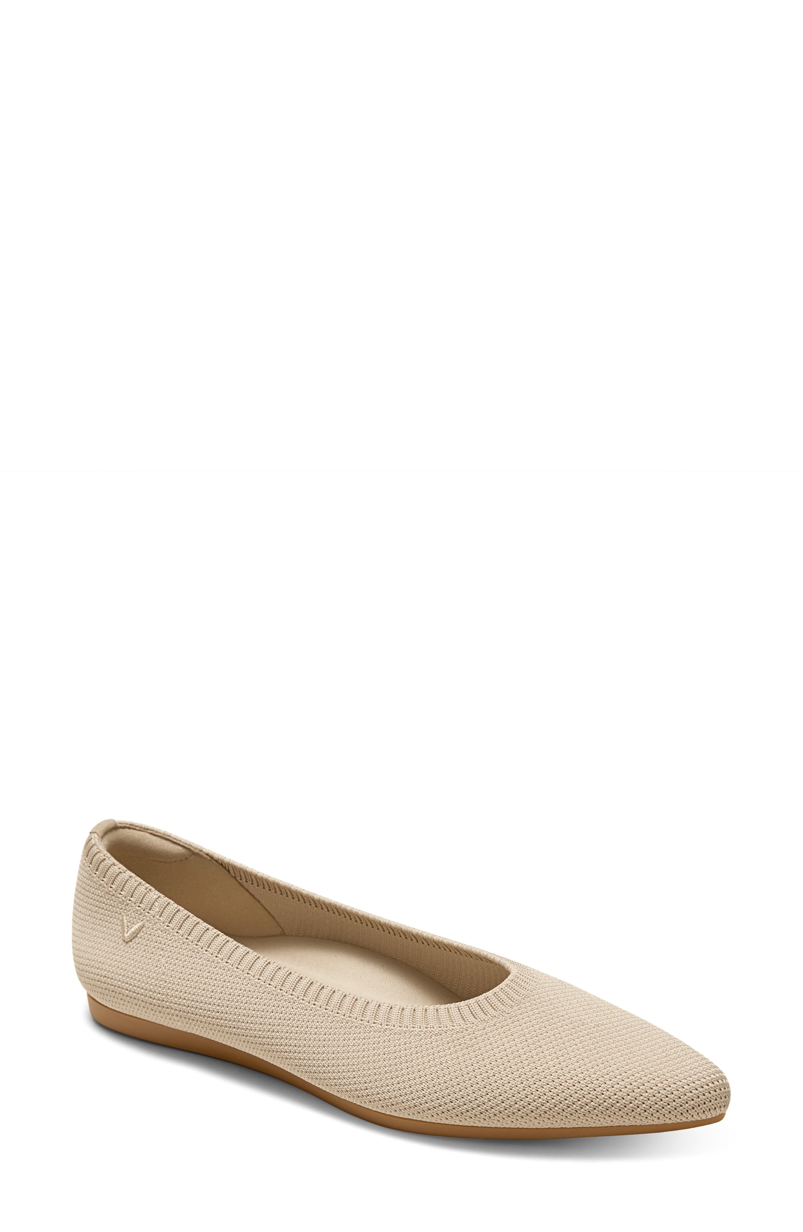 Pointed-Toe Ballet Flats, Main, color, ALMOND