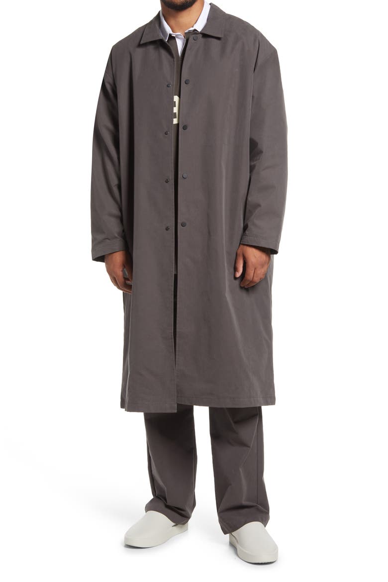 Snap Front Longline Coat, Main, color, OFF BLACK