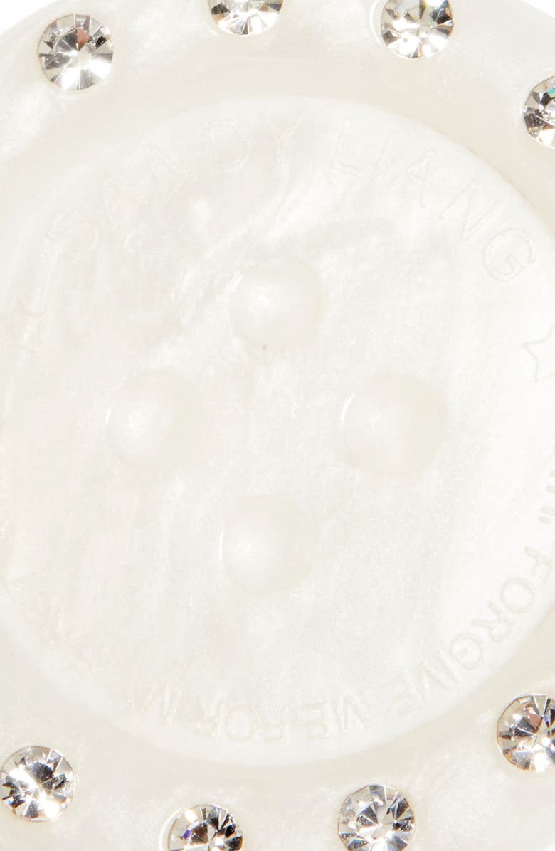 Sandy Liang Crystal Embellished Button Barrette, Alternate, color, Pearl