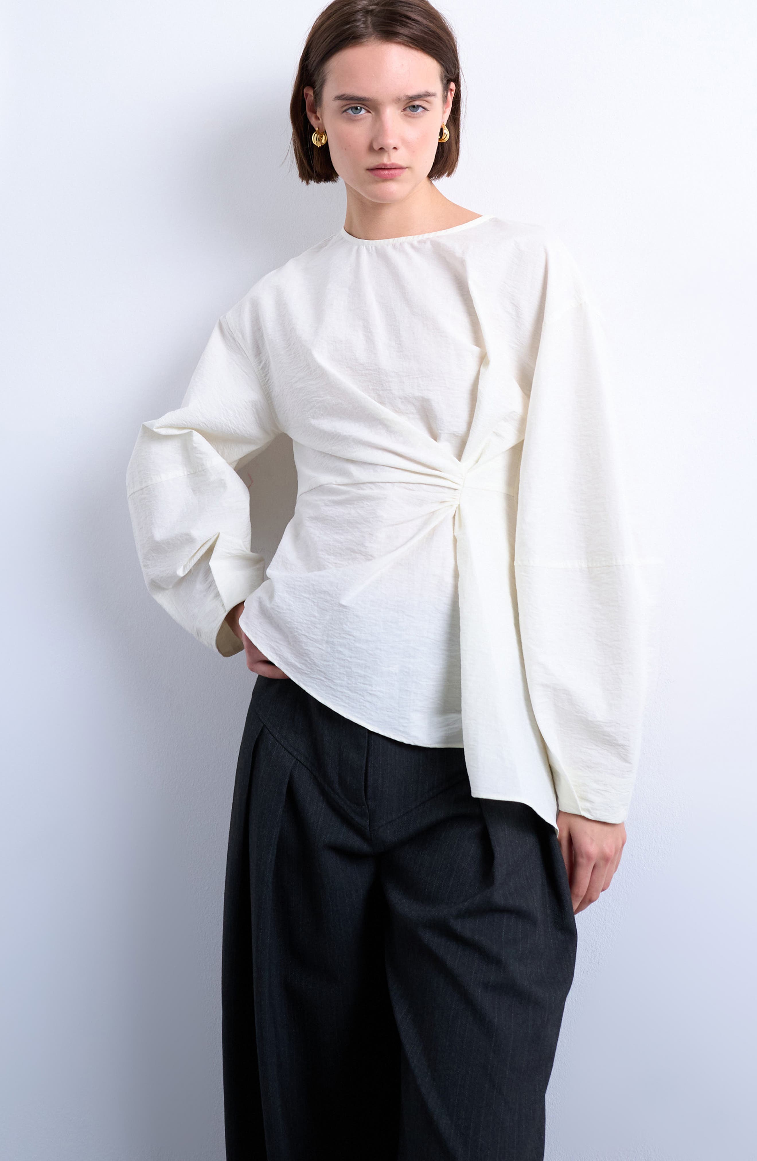 Topshop Pleat Front Asymmetric Top