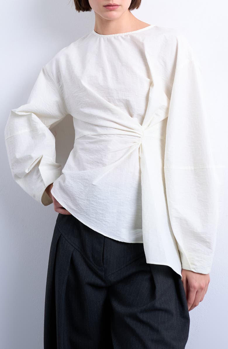 Topshop Pleat Front Asymmetric Top, Main, color, Ivory