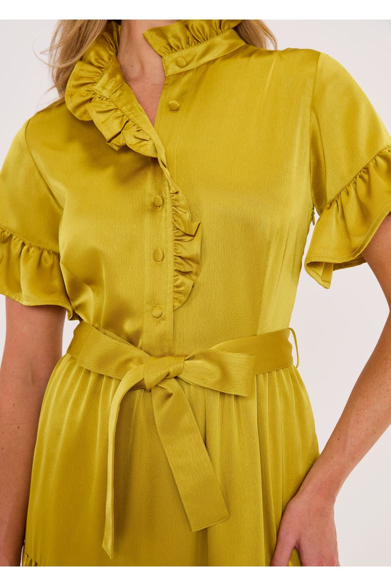 Sadie Maxi Satin Dress, Alternate, color, Golden Olive