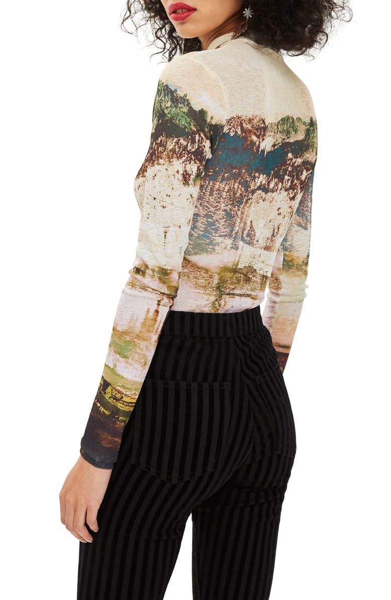 Topshop Landscape Print Tee, Alternate, color, 