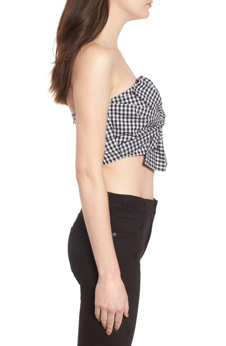 Socialite Twist Front Gingham Crop Top, Alternate, color, 