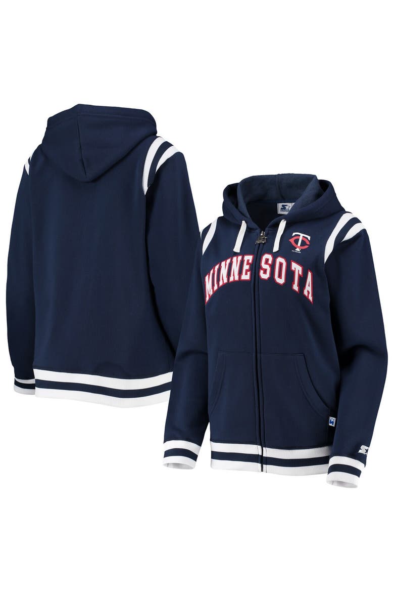 Women's Starter Navy Minnesota Twins Vintage Full-Zip Hoodie, Main, color, Navy