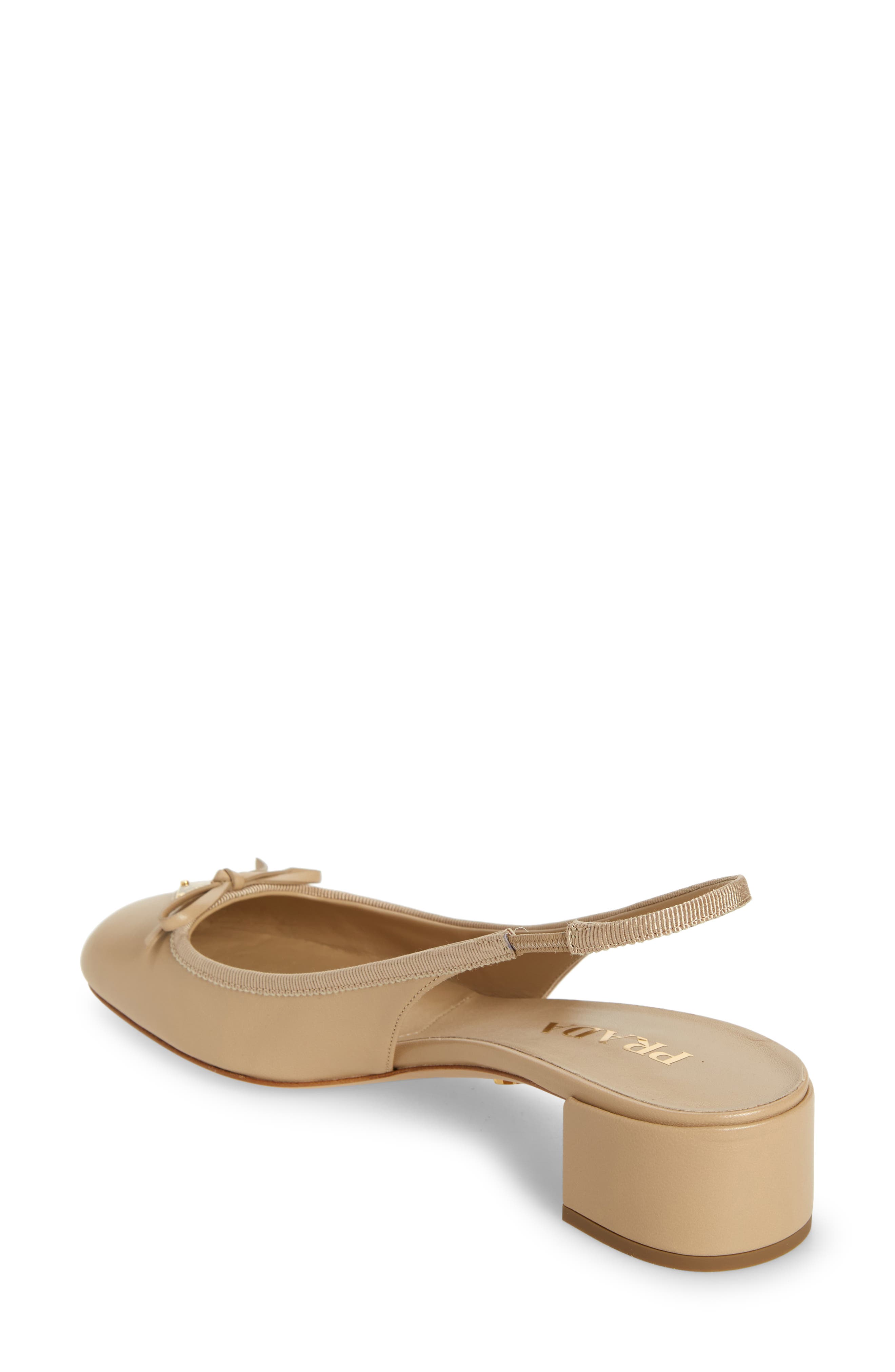 Triangle Logo Bow Slingback Pump, Alternate, color, BEIGE