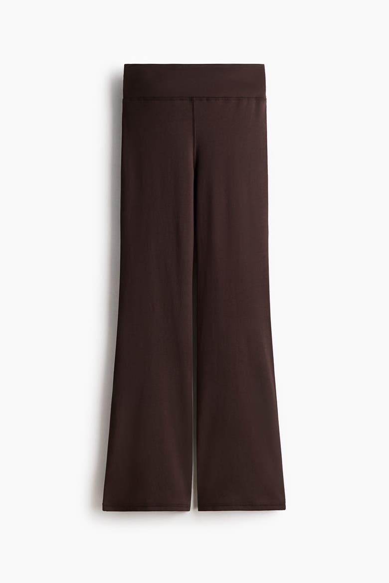 Flared Brushed Jersey Trousers, Alternate, color, Dark brown
