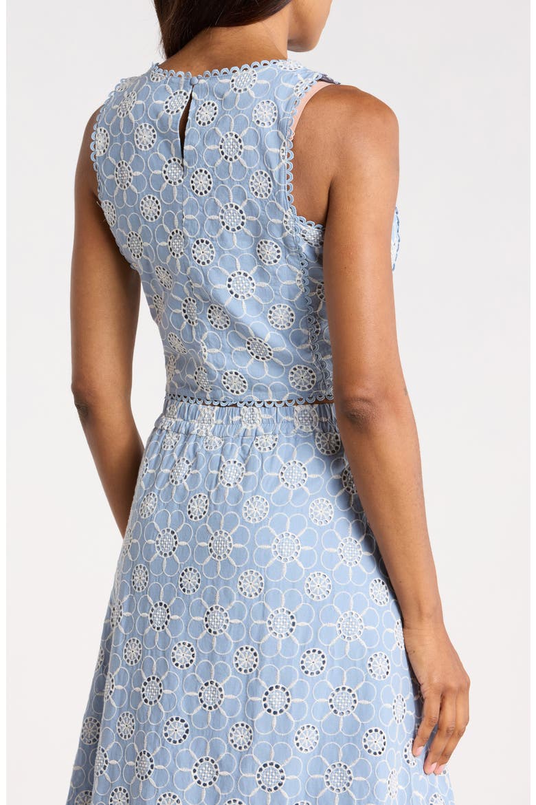Embroidered Cotton Voile Crop Tank, Alternate, color, BLUE DAISY