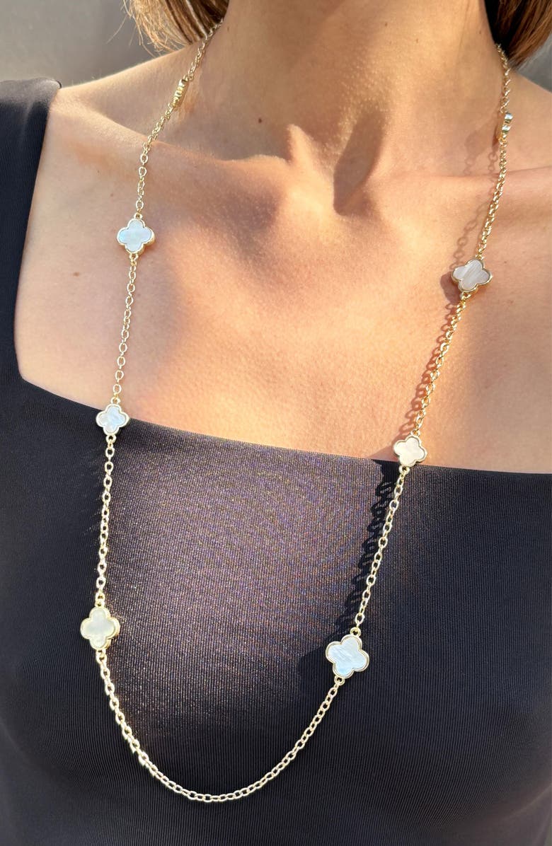 Adornia 36-Inch Mother-of-Pearl Flower Station Necklace, Alternate, color, White